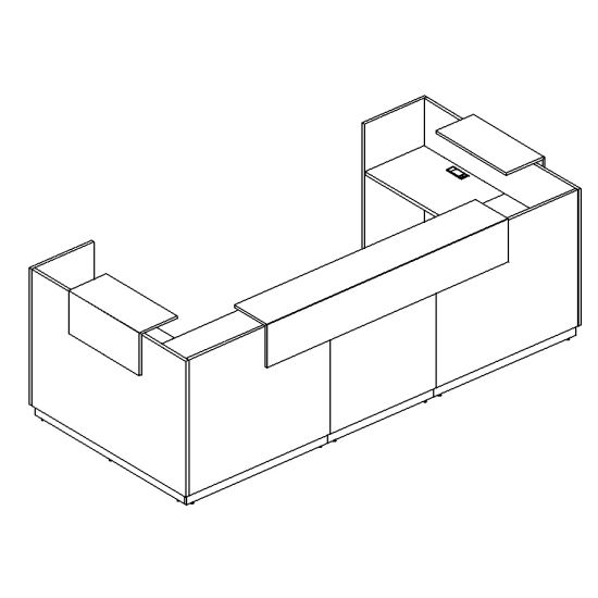Стойка ресепшен П-образная дуб шамони / дуб шамони / дуб шамони