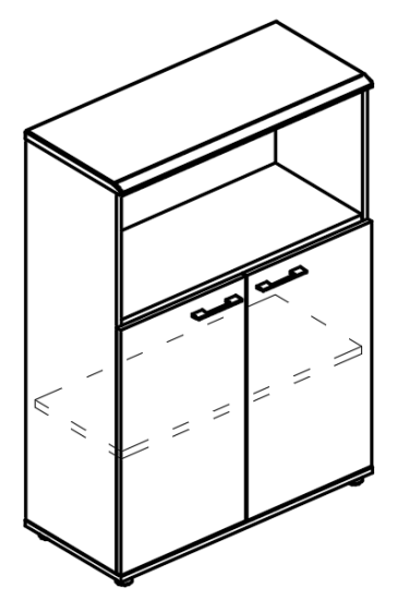 Шкаф средний полузакрытый (топ ДСП) вяз либерти / мокко премиум