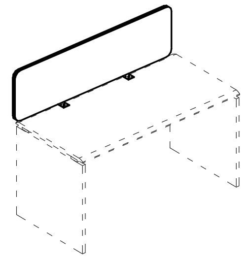 Экран настольный фронтальный для стола 160 тканевый синий / металлокаркас белый