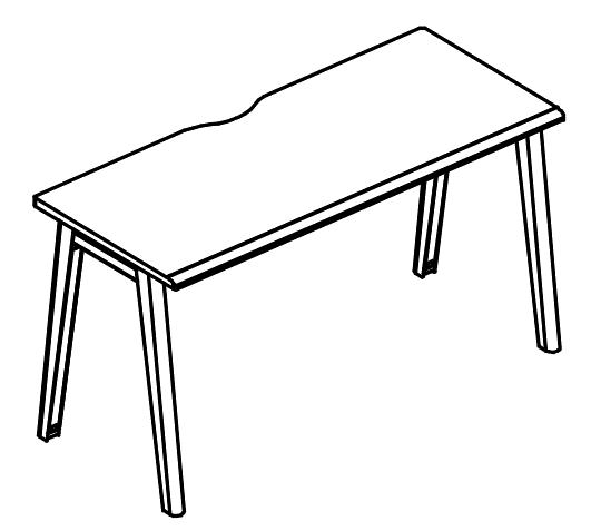 Стол письменный на каркасе МТ (1 скос) вяз либерти / белый, вставка белая