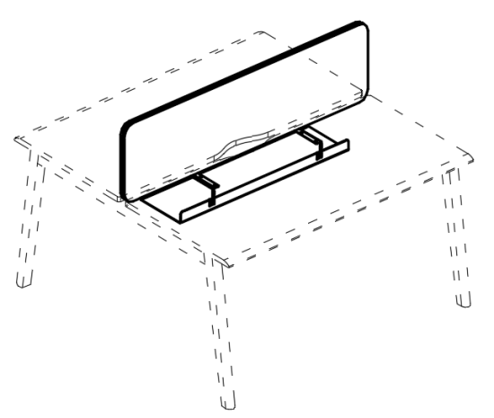 Экран для стола 160 настольный фронтальный тканевый синий / металлокаркас белый