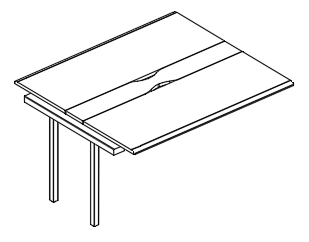 Секция стола для переговоров с кабель-каналом на опорах MT мокко премиум / белый, вставка белая
