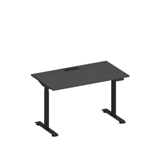 Стол письменный на электроприводе с заглушкой антрацит премиум / черный гладкий