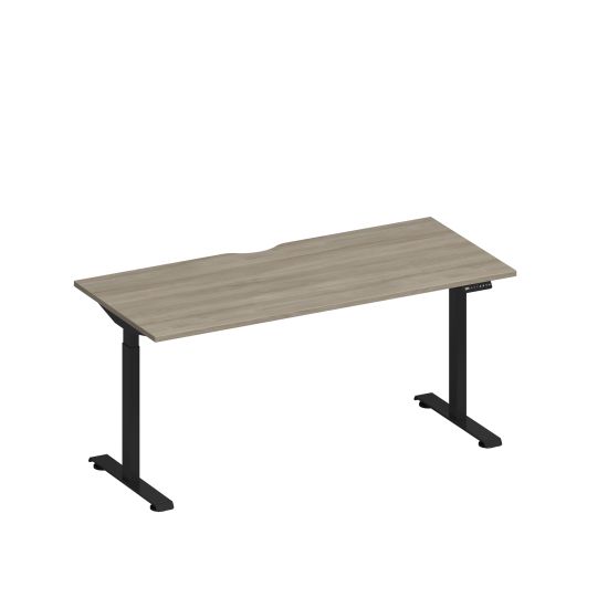 Стол письменный на электроприводе с вырезом вяз либерти/ черный гладкий