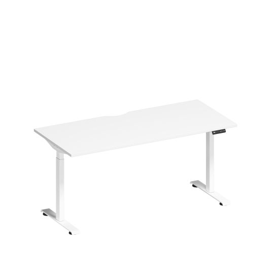 Стол письменный на электроприводе с вырезом белый премиум / белый гладкий