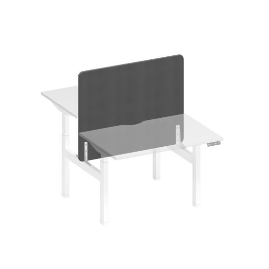 Экран настольный фронтальный тканевый серый (Bahama Grey) / белый гладкий