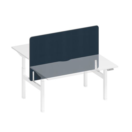 Экран настольный фронтальный тканевый синий (Bahama Denim) / белый гладкий