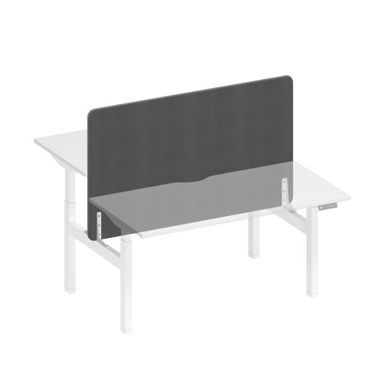 Экран настольный фронтальный тканевый серый (Bahama Grey) / белый гладкий